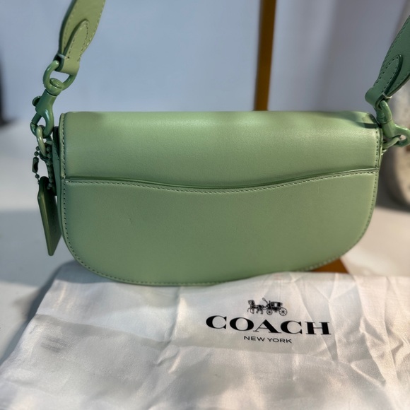 Coach Mint Green Crossbody Bag Emmy Saddle Bag 23 Pistachio Mint rare leather - Picture 3 of 10